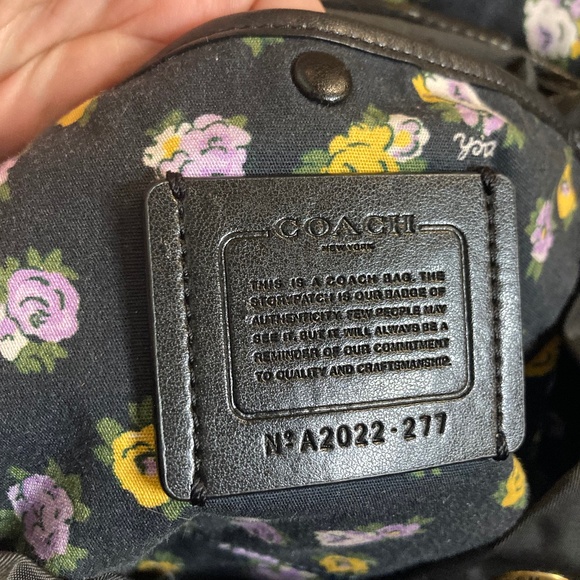 Coach Nylon Leather Cargo Backpack with Vintage Rose Print Lining - Picture 4 of 10